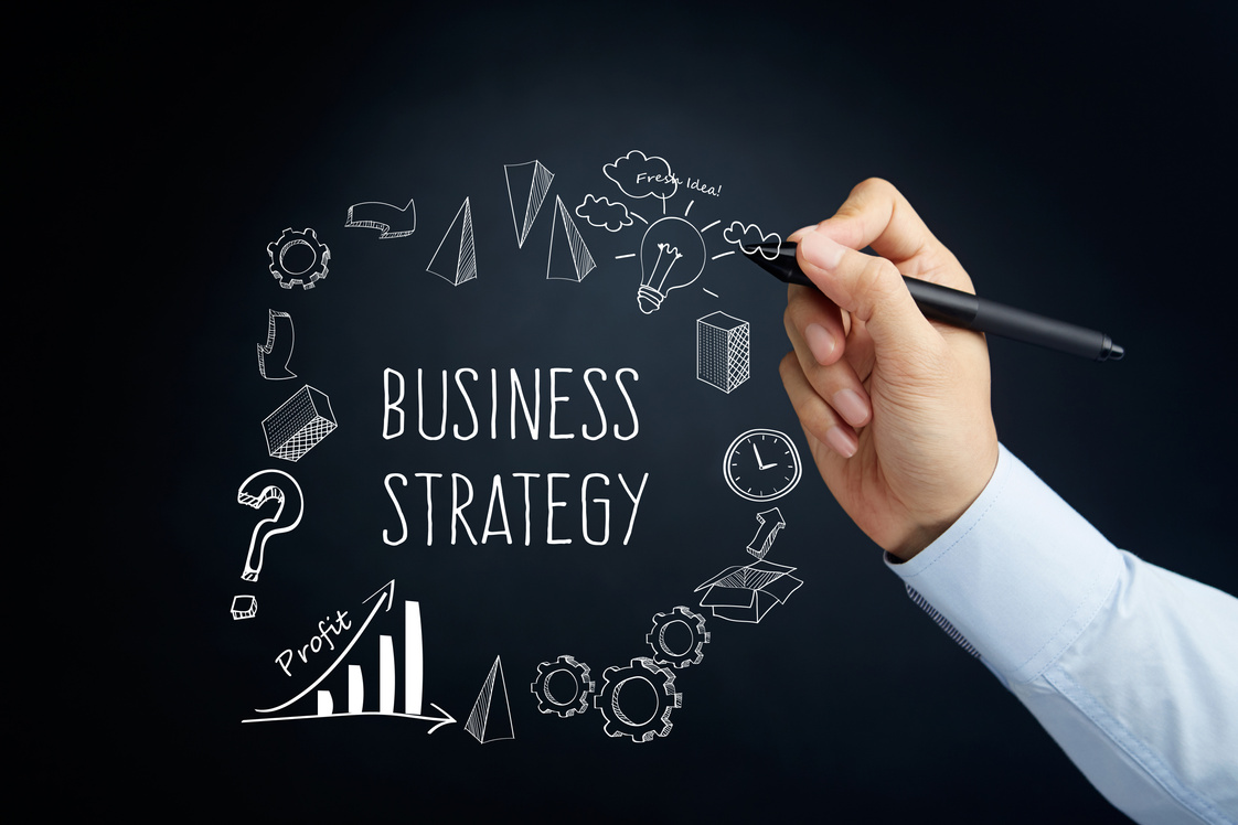 Hand illustrating business strategy concept
